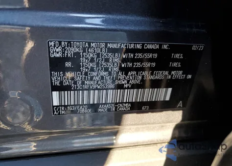 2023 Toyota Rav4 Xle Premium z USA, uszkodzony, nr VIN 2T3C1RFV9PW253986